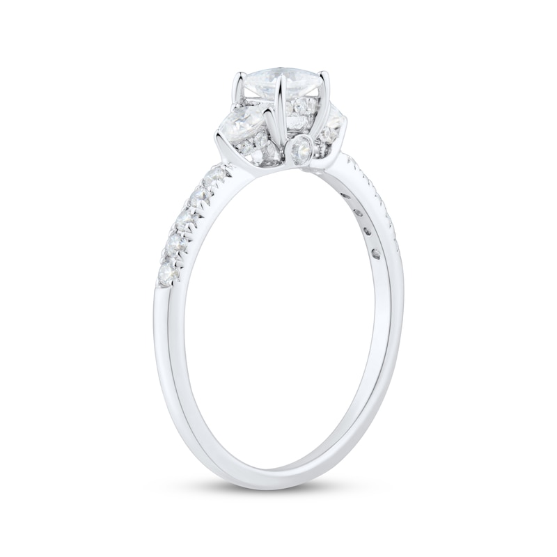 Princess-Cut, Pear-Shaped & Round-Cut Diamond Three-Stone Engagement Ring 3/4 ct tw White Gold Plated