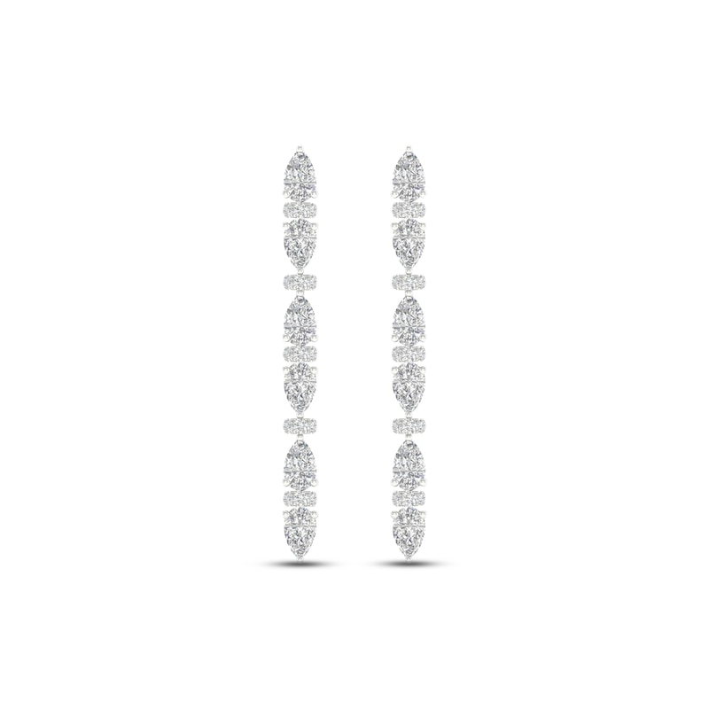Diamond Drop Earrings 2 ct tw Pear & Round-cut White Gold Plated