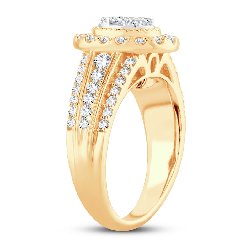Multi-Stone Diamond Engagement Ring 1 ct tw Round-cut Yellow Gold Plated
