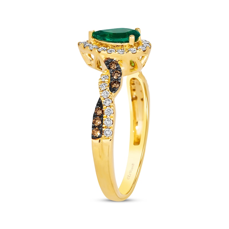 Le Vian Chocolate Twist Emerald Ring 1/3 ct tw Diamonds Honey Gold Plated