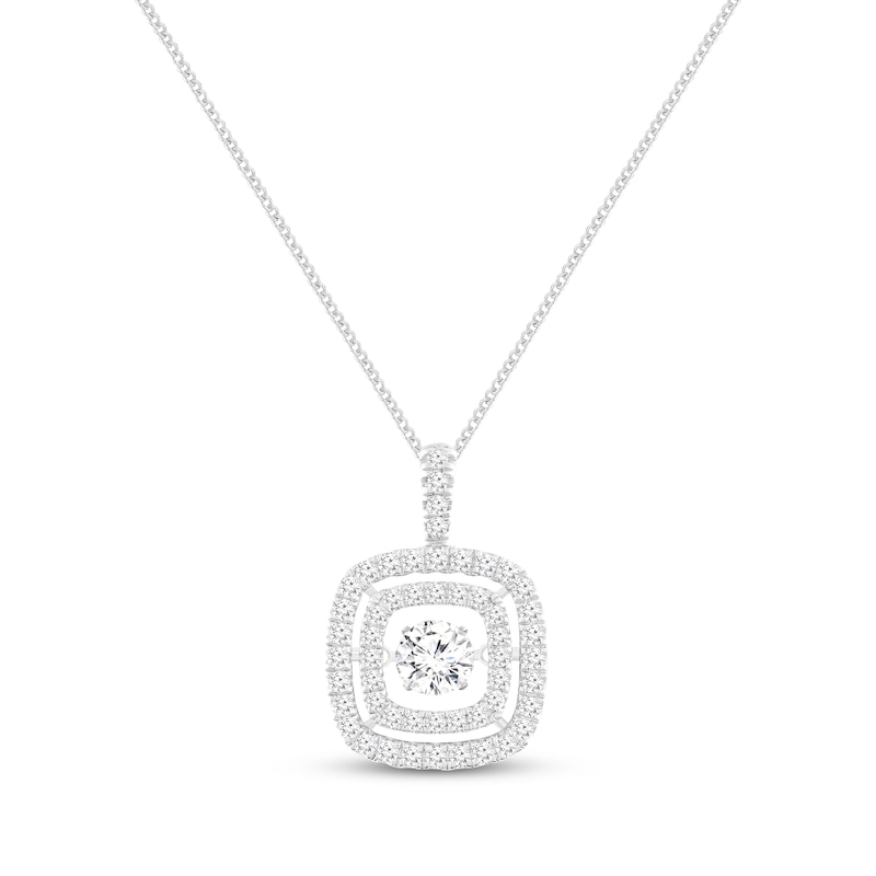 Unstoppable Love Lab-Created Diamond Double Cushion Frame Necklace 1-1/2 ct tw White Gold Plated 19”