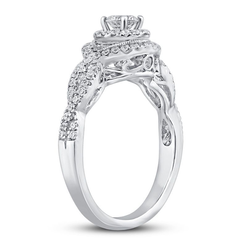 Diamond Engagement Ring 5/8 ct tw Round-Cut White Gold Plated