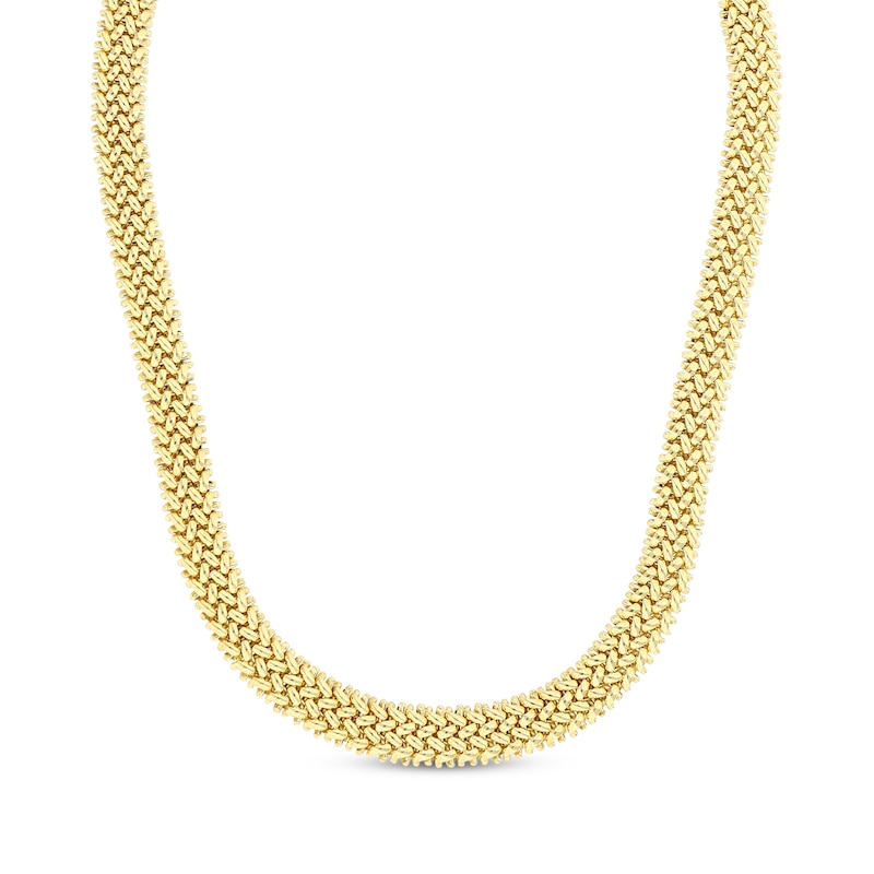 Woven Hollow Chain Necklace Yellow Gold Plated 18"