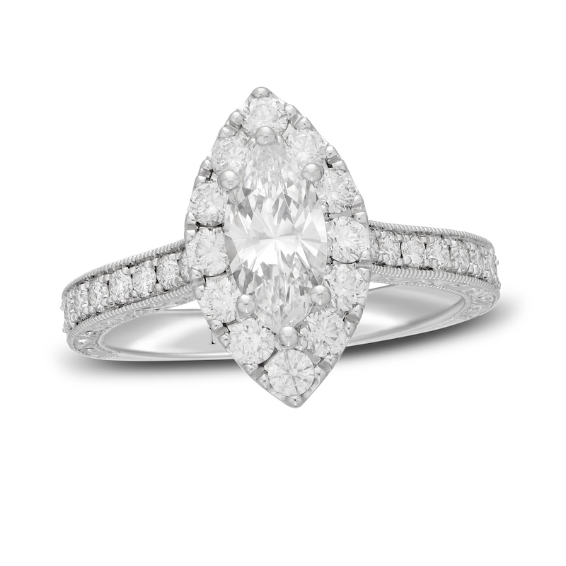 Neil Lane Diamond Engagement Ring 1-7/8 ct tw Marquise & Round White Gold Plated