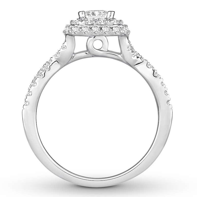 Diamond Engagement Ring 1 ct tw Princess & Round White Gold Plated