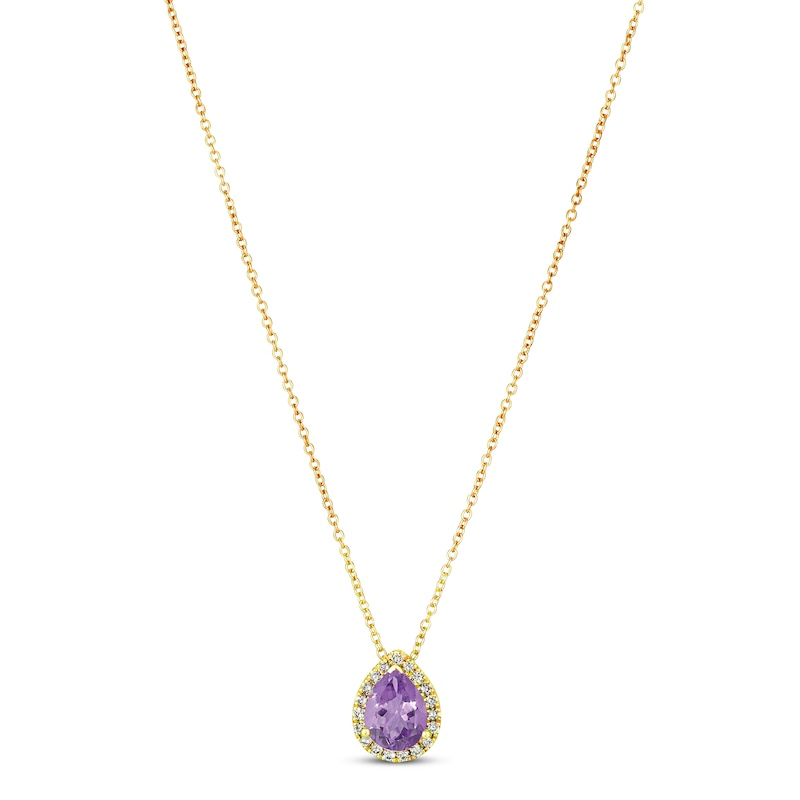 Le Vian Amethyst & Diamond Necklace 1/8 ct tw Honey Gold Plated 18"