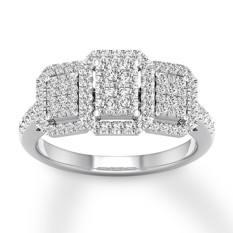 Diamond Engagement Ring 1/2 ct tw Round-cut White Gold Plated