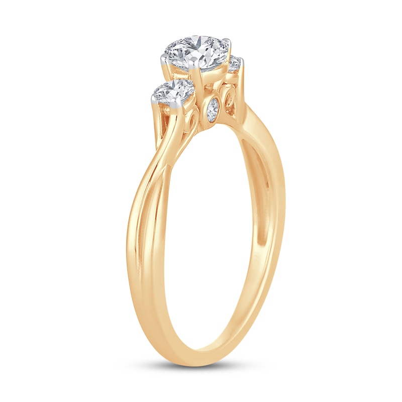 3-Stone Diamond Engagement Ring 3/4 ct tw Round-cut Yellow Gold Plated