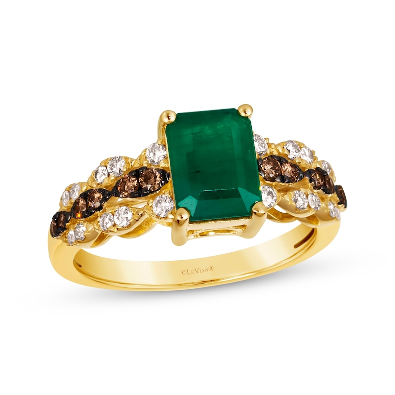 Le Vian Venetian Mosaic Emerald Ring 1/3 ct tw Diamonds Honey Gold Plated