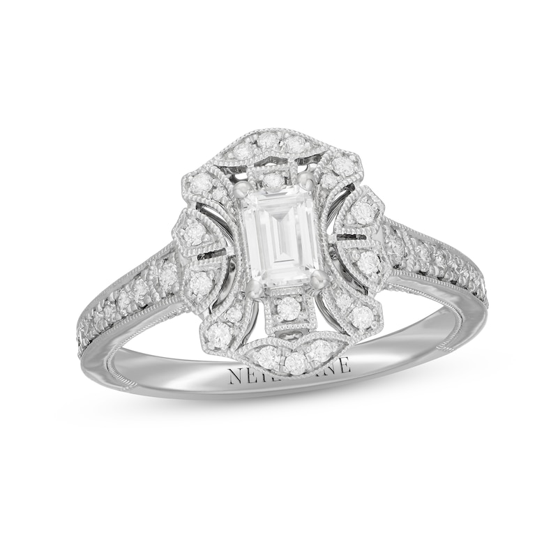 Neil Lane Emerald-cut Diamond Engagement Ring 5/8 ct tw White Gold Plated