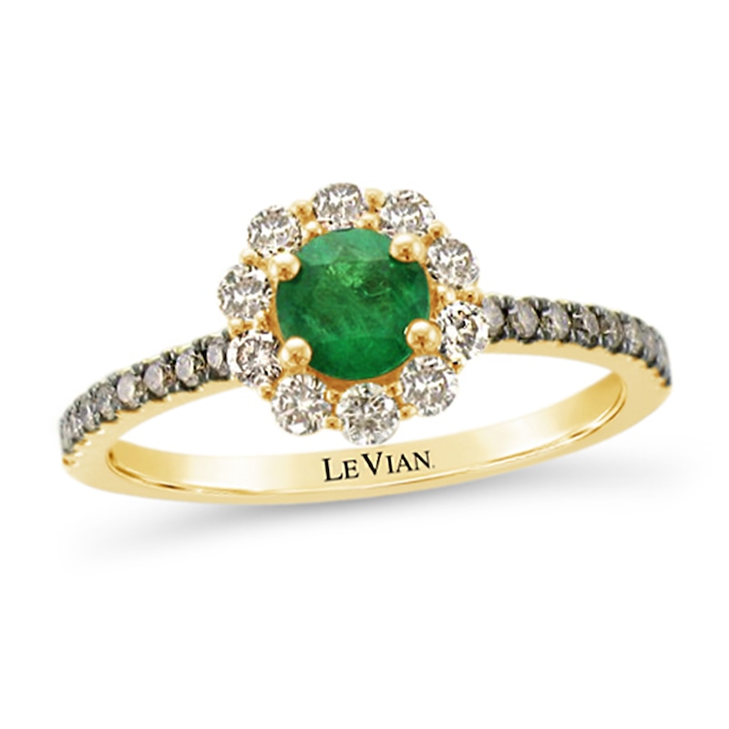 Le Vian Emerald Ring 1/2 ct tw Diamonds Honey Gold Plated