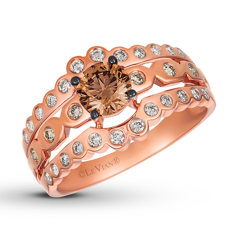 Le Vian Chocolate Diamond Ring 7/8 ct tw Strawberry Gold Plated