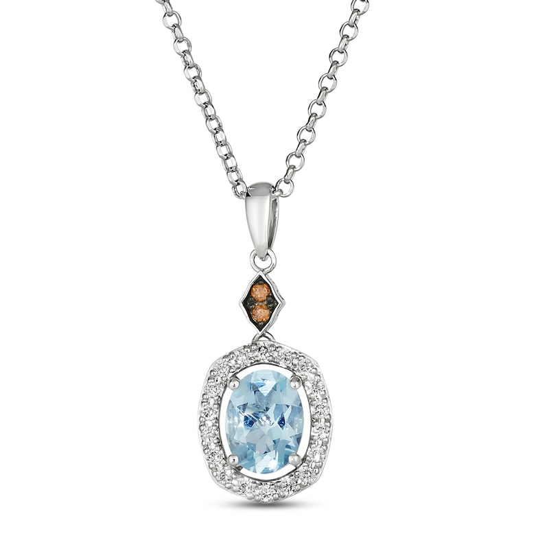 Le Vian Chocolatier Aquamarine Necklace 1/5 ct tw Diamonds Vanilla Gold Plated 19"