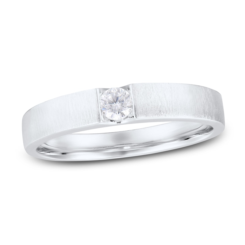Men's Diamond Wedding Band 1/5 ct tw Round-cut White Gold Plated