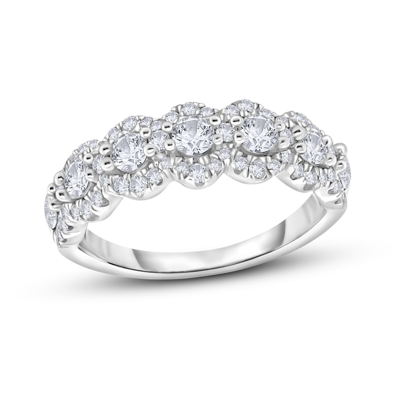 Diamond Anniversary Band 1 ct tw Round-Cut White Gold Plated