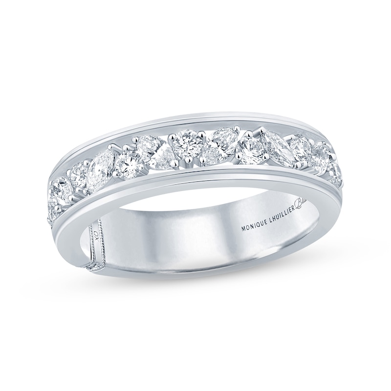 Monique Lhuillier Bliss Men's Diamond Wedding Band 1 ct tw Marquise & Round-cut White Gold Plated
