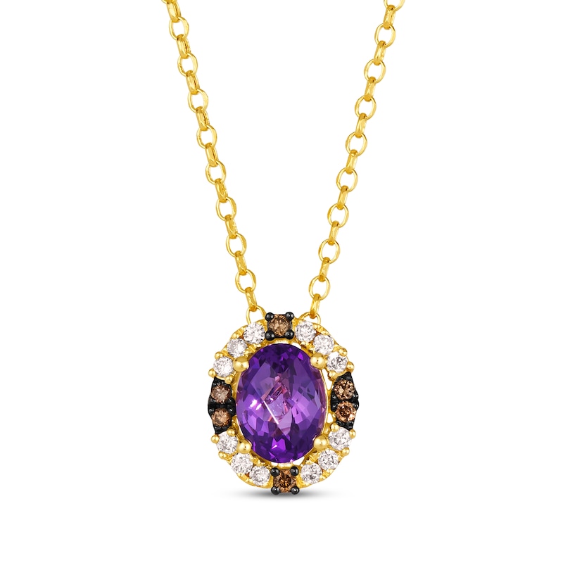 Le Vian Amethyst Necklace 1/5 ct tw Diamonds Honey Gold Plated 19"