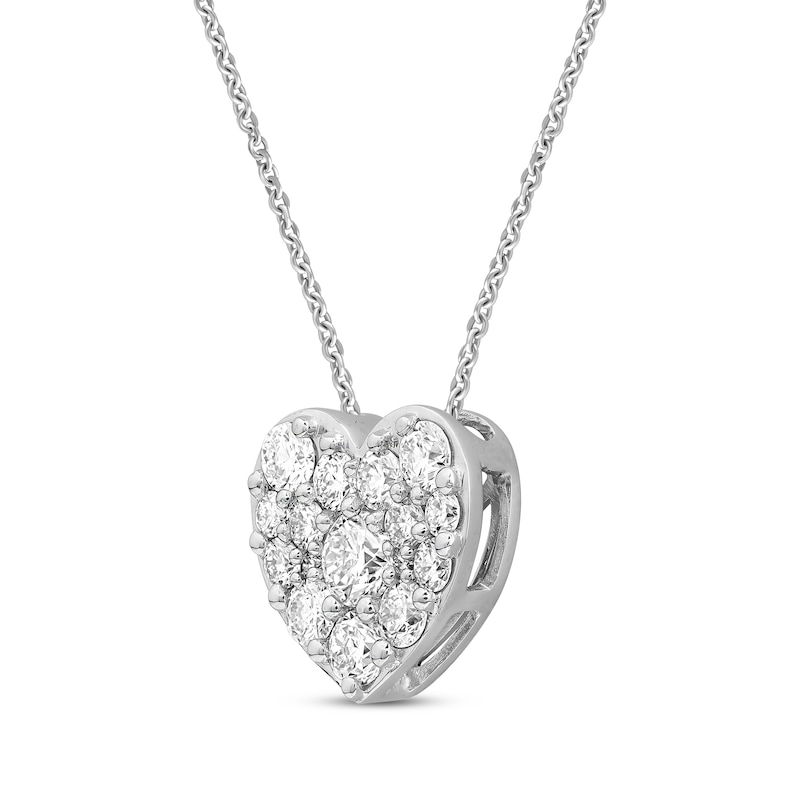 Lab-Created Diamonds by Heart Necklace 1 ct tw White Gold Plated 18"