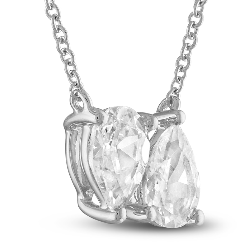 Diamond Double Pear Necklace 1/2 ct tw White Gold Plated 18"