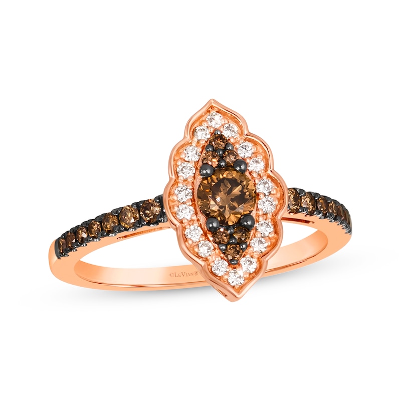 Le Vian Diamond Scalloped Ring 1/2 ct tw Strawberry Gold Plated