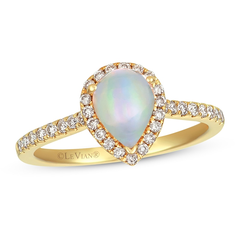 Le Vian Opal & Diamond Ring 1/3 ct tw Honey Gold Plated