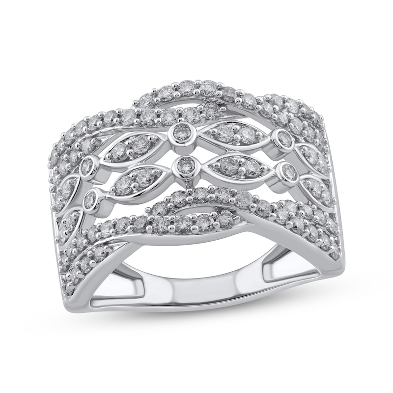 Diamond Twist Bezel Ring 1 ct tw White Gold Plated