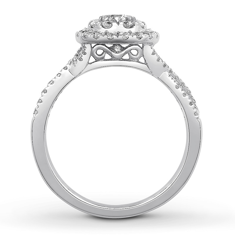 Diamond Engagement Ring 5/8 ct tw Round-cut White Gold Plated