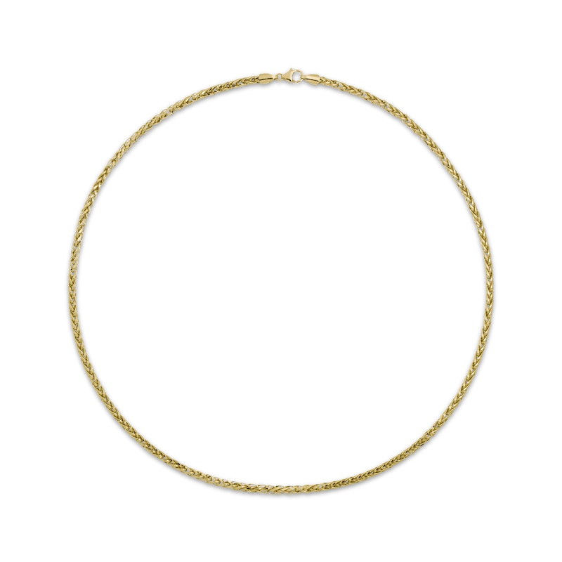 Diamond-Cut Hollow Wheat Chain Necklace 3mm Yellow Gold Plated 20"