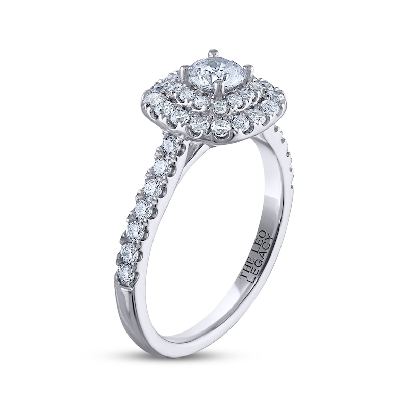 THE LEO Legacy Lab-Created Diamond Round-Cut Double-Frame Engagement Ring 7/8 ct tw White Gold Plated