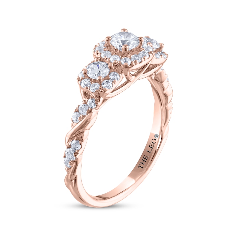 THE LEO Diamond Round-Cut Three-Stone Engagement Ring 3/4 ct tw Rose Gold Plated