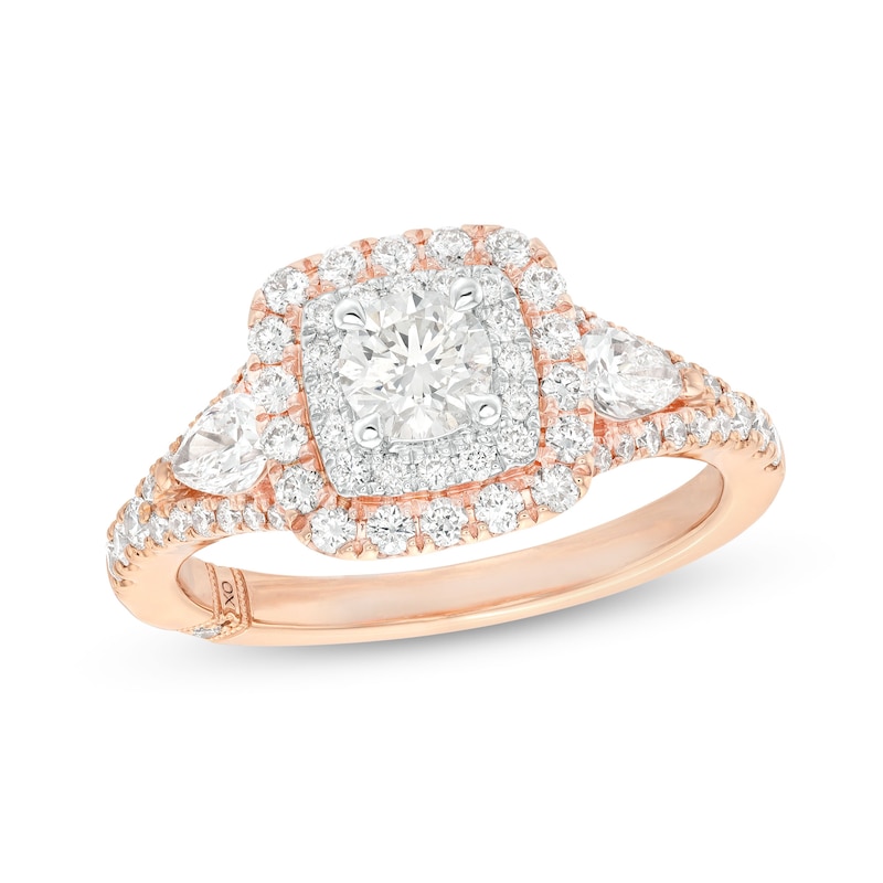 Monique Lhuillier Bliss Diamond Engagement Ring 1-1/6 ct tw Round & Pear-Shaped Two-Tone Gold Plated