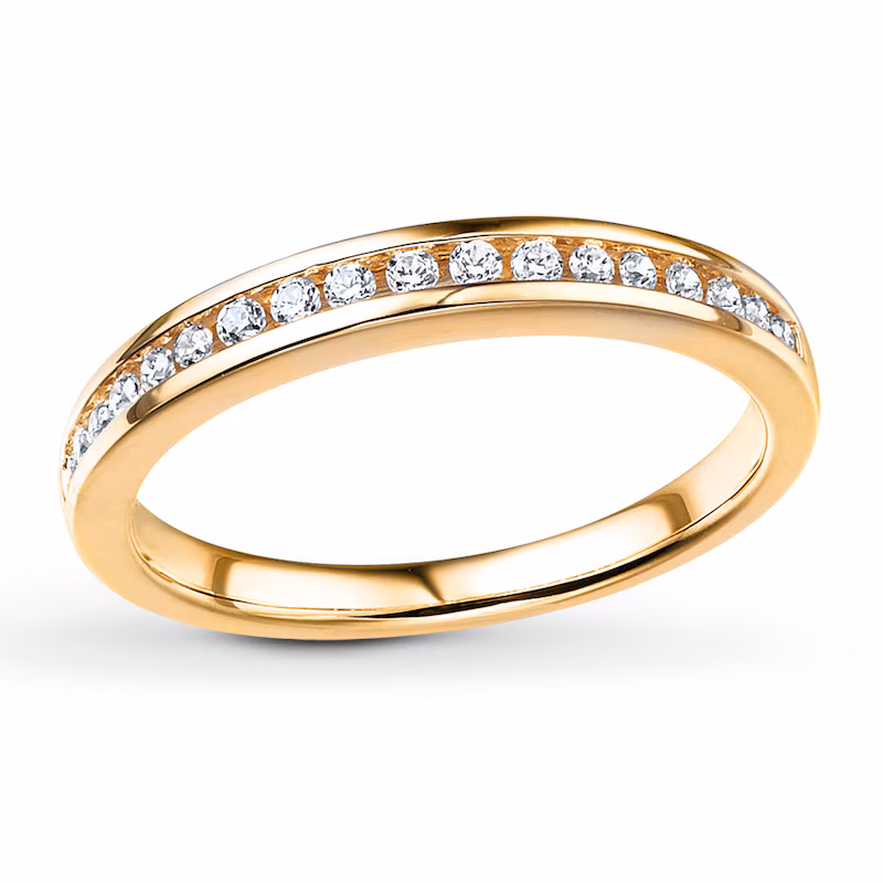 Diamond Wedding Band 1/5 ct tw Round-cut 14K Yellow Gold - Size 10.5