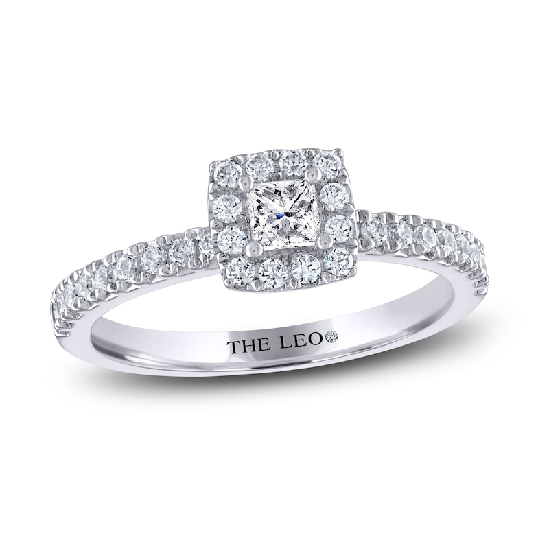 THE LEO Diamond Engagement Ring 1/2 ct tw Princess & Round-cut White Gold Plated