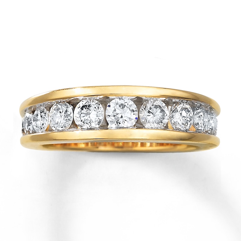 Diamond Wedding Band 1-1/5 cts tw Round-cut Yellow Gold Plated