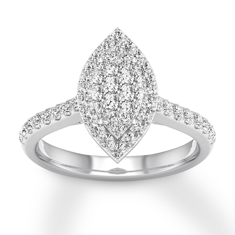 Diamond Engagement Ring 3/4 ct tw Round-cut White Gold Plated
