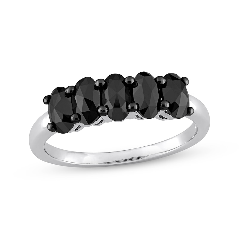 Black Diamond Anniversary Band 1-1/4 ct tw Oval-cut White Gold Plated