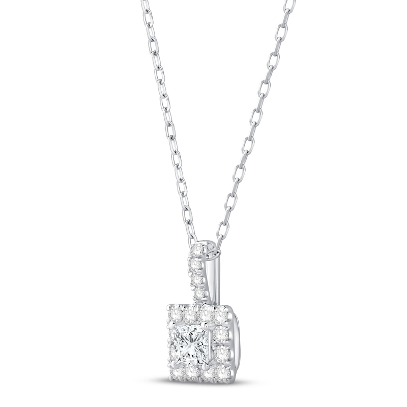 Diamond Necklace 1/2 ct tw Princess & Round-cut White Gold Plated 18"