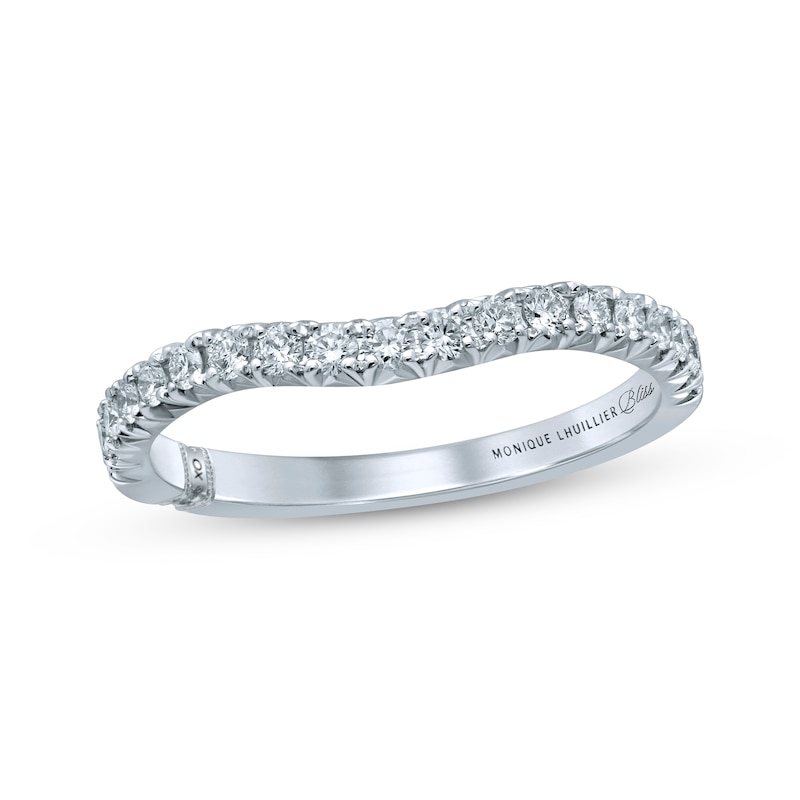 Monique Lhuillier Bliss Diamond Contour Wedding Band 1/3 ct tw Round-cut White Gold Plated