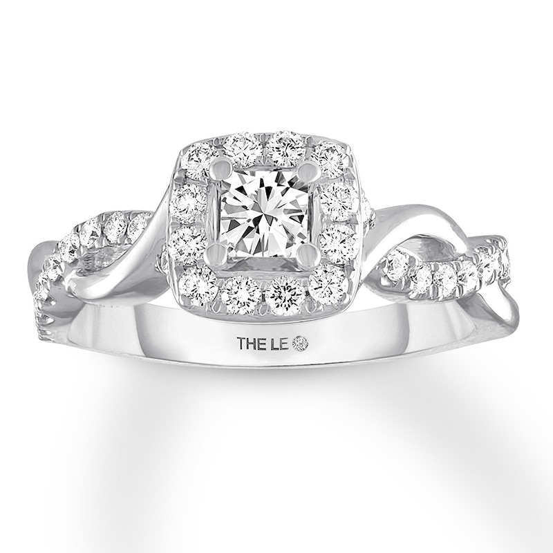 THE LEO Diamond Engagement Ring 3/4 ct tw Princess & Round-cut White Gold Plated