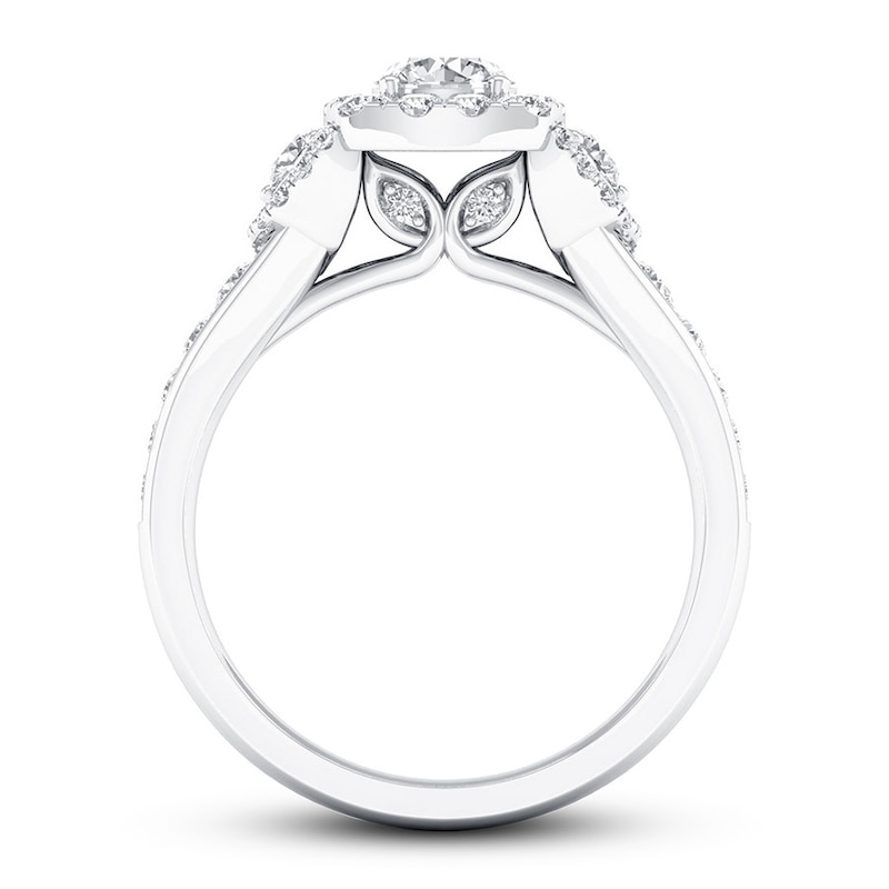 Certified Diamond Engagement Ring 1 ct tw Round White Gold Plated