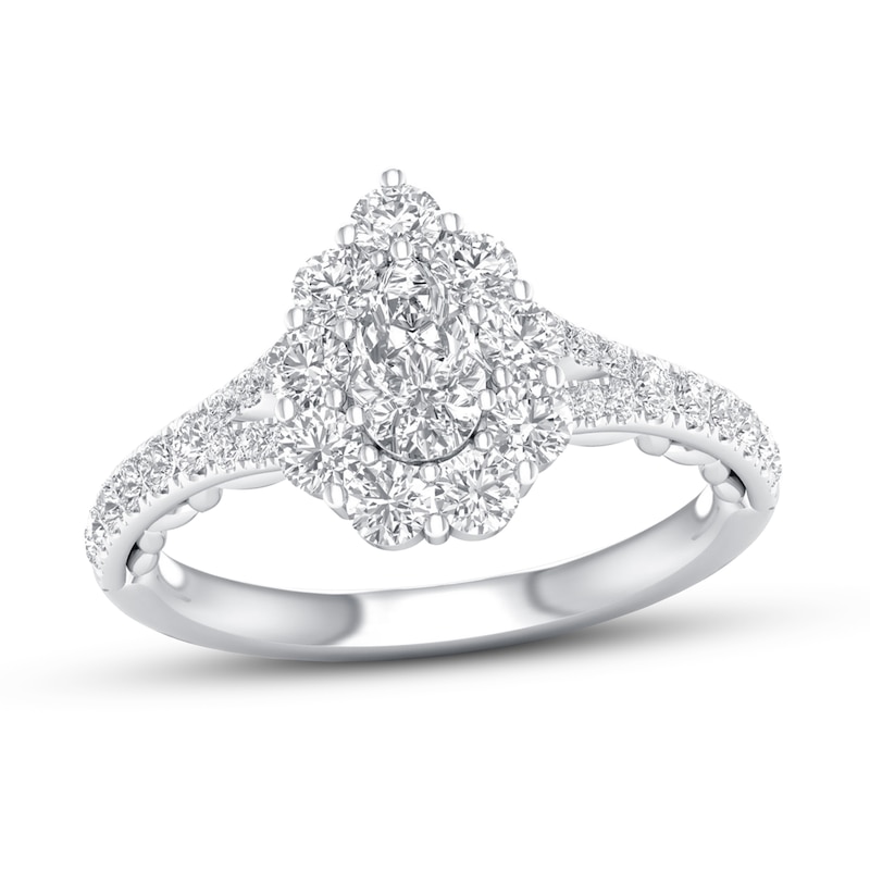 Certified Diamond Engagement Ring 1-1/8 ct tw White Gold Plated