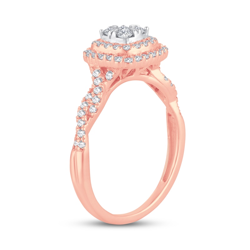Diamond Engagement Ring 1/2 ct tw Round-cut Rose Gold Plated