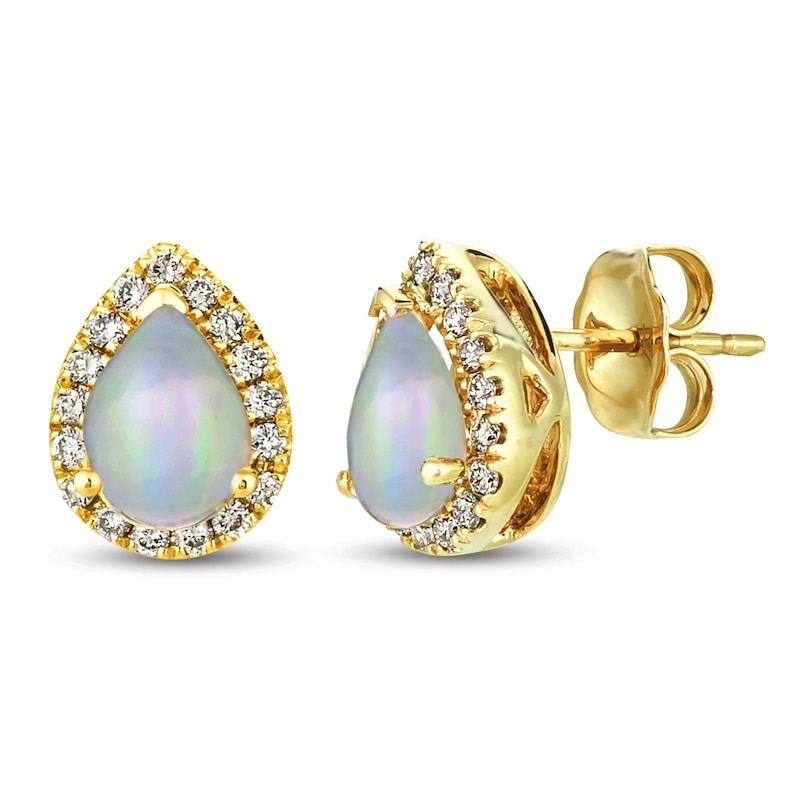 Le Vian Opal & Diamond Earrings 1/4 ct tw Honey Gold Plated