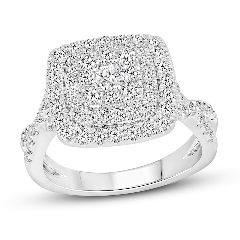Diamond Engagement Ring 1-1/4 ct tw Round-cut White Gold Plated