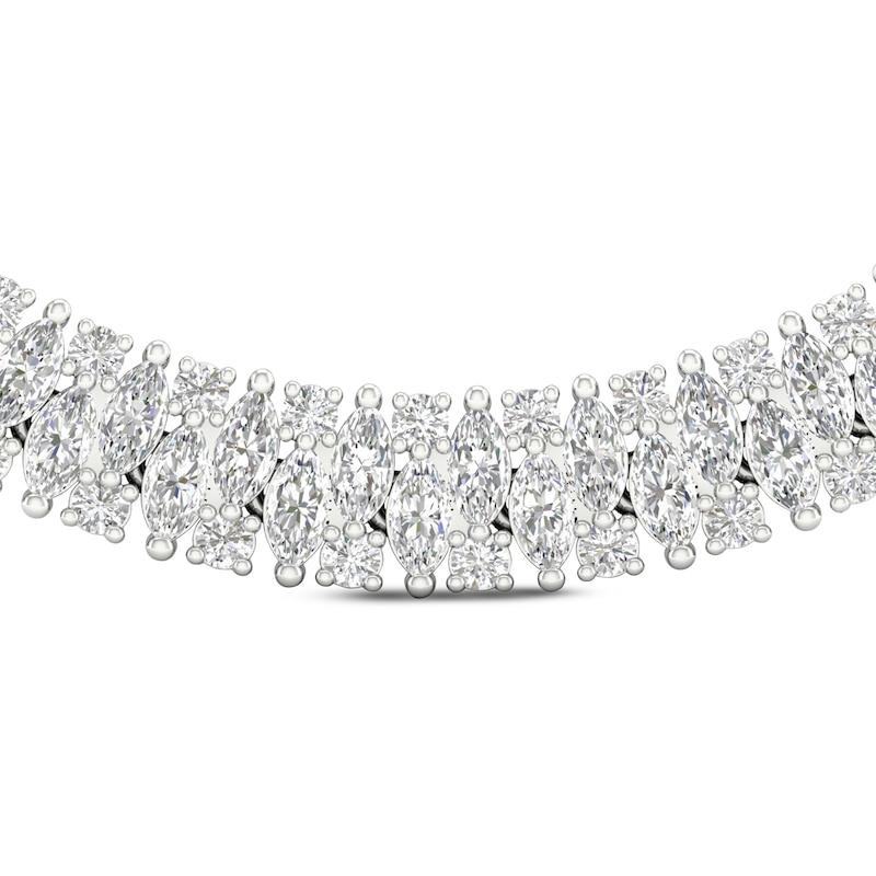 Diamond Riviera Necklace 20 ct tw Marquise & Round-cut White Gold Plated 18"