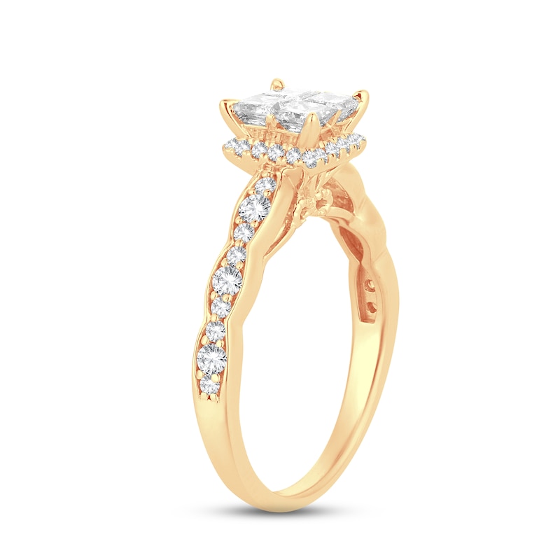 Multi-Diamond Engagement Ring 1 ct tw Princess & Round-cut Yellow Gold Plated