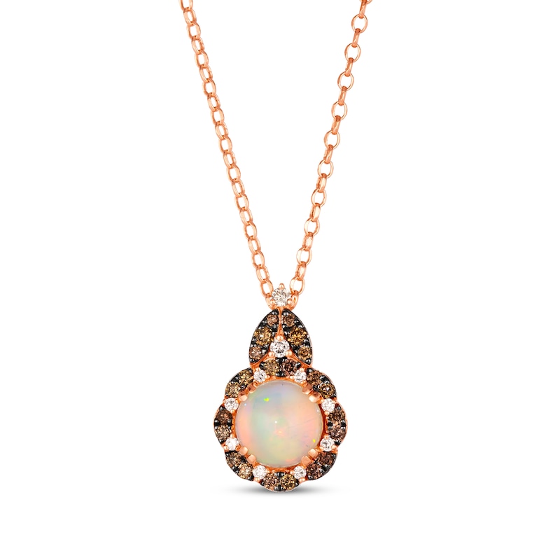 Le Vian Opal Necklace 1/3 ct tw Diamonds Strawberry Gold Plated 19"
