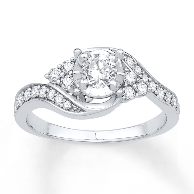 Diamond Engagement Ring 5/8 ct tw Round-cut White Gold Plated