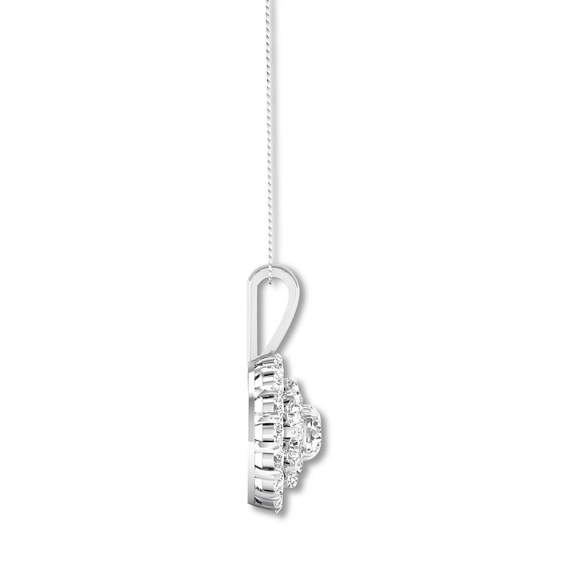 Diamond Necklace 1 ct tw Round-cut White Gold Plated 18"