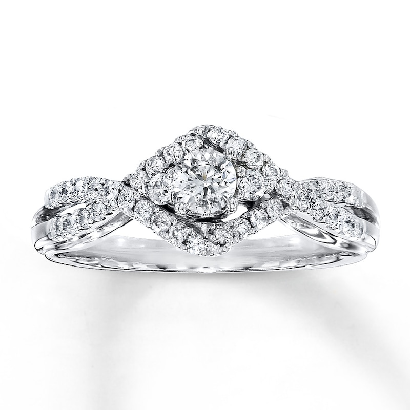 Diamond Engagement Ring 1/2 ct tw Round-cut White Gold Plated